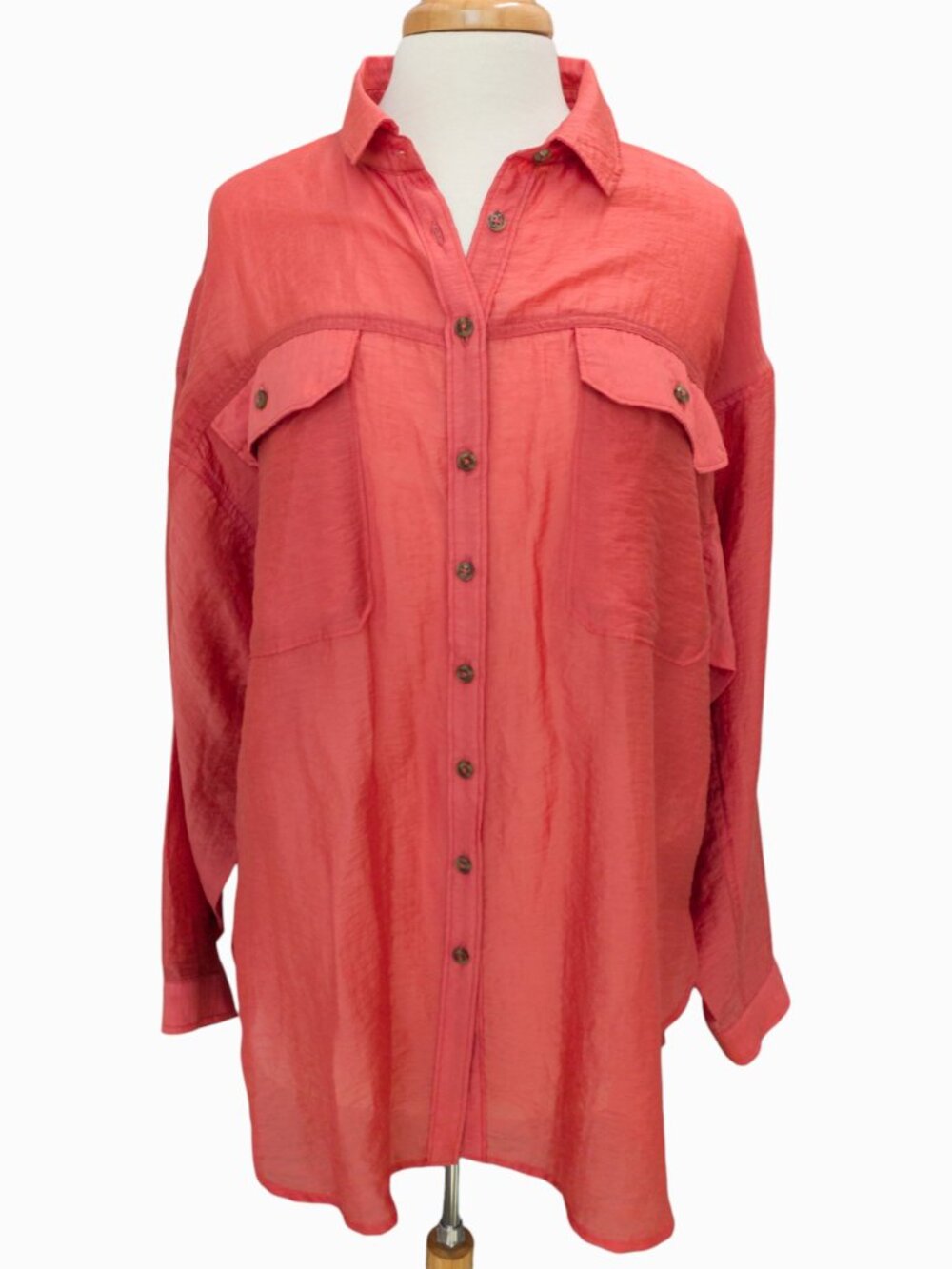 Anthropologie Coral Lyocell Oversized Tunic Shirt, NWT Sz M